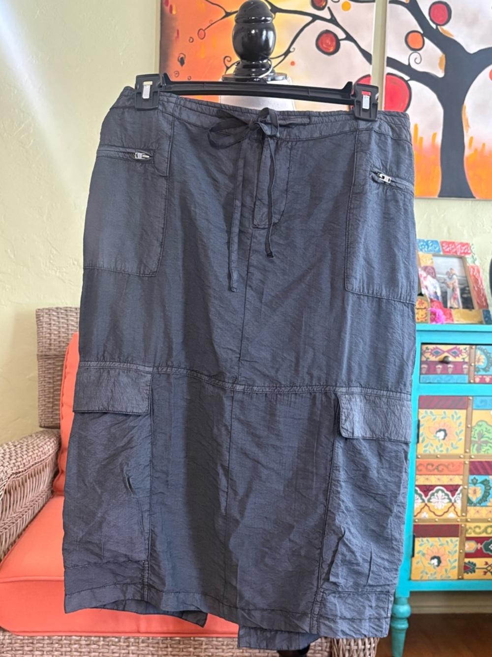 NWOT Free People Evie Size 2 Gray Utility Cargo Skirt